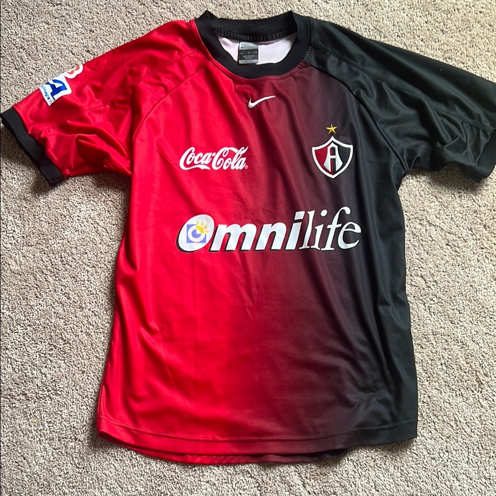 Nike Red and Black Soccer Jersey Dynamic Design